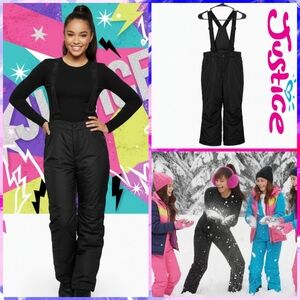Justice Black Snow Suit Overalls- Size 10P Like New